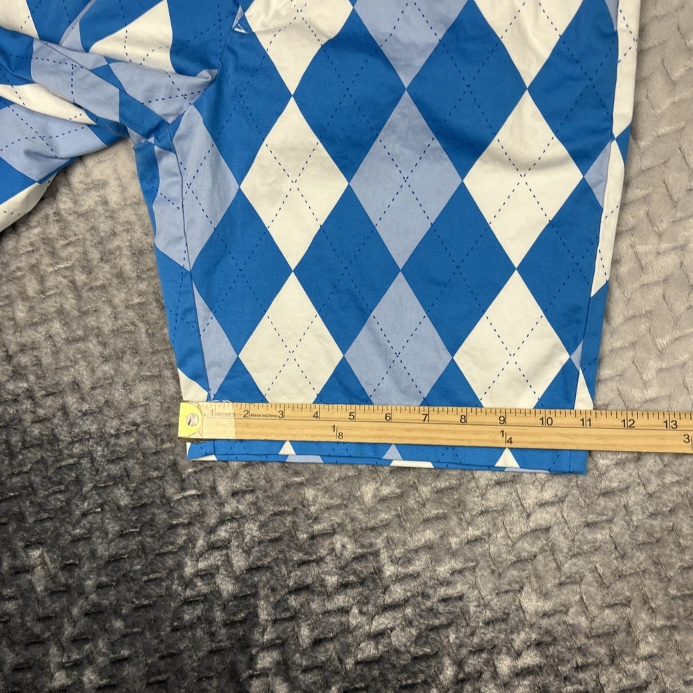 Royal & Awesome Golf Shorts Mens Size 34 Blue Argyle Cotton Stretch Outdoor - Picture 10 of 12